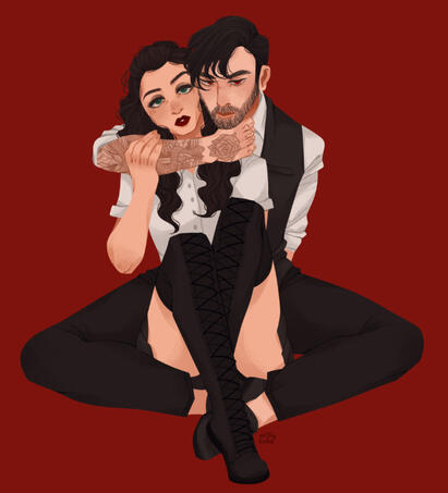 Malory and Colin drawn by artngbubu.